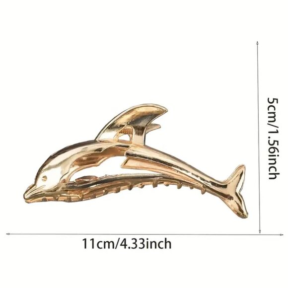 SILVER DOLPHIN HAIR CLIP - Picture 2 of 2